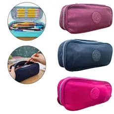 Estojo Escolar Com Elástico para Lápis e Canetas 1 Zíper Nylon