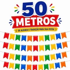Kit Bandeirinhas Coloridas Festa Junina Varal 10 Metros Decoração com 20 Bandeiras
