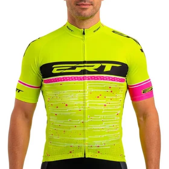 Camisa de Ciclismo ERT Elite Team Amarela e Rosa