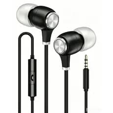 Auriculares com fio com plug AUX de 3,5 mm, ajuste isolante de ruído, chamada de microfone em linha e controle de pista,