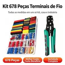 Alicate Decapador De Fio Crimpador Terminal - Terminal de pressão a frio + pinças de linha de pressão 678 peças