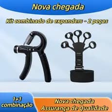 Kit Hand Grip + Flexor de Dedos Punho Ajustável Exercício Fisioterapia Mãos