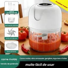 Mini Processador Triturador Sem Fio Elétrico 250ML Legumes Alho Gengibre Aço Inox