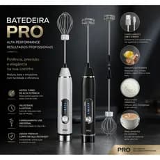 Mixer Elétrico 2 em 1 Batedor para Bebidas, Café, Leite e Clara de Ovo