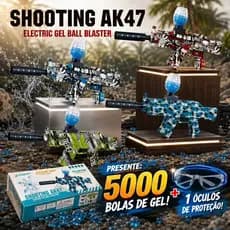 Pistola de gel elétrica AK47/M4A1, incluindo 5000 cartuchos de munição e acessórios.
