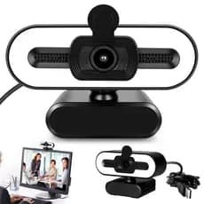 Webcam Câmera Computador Full HD 1080x1920p 2MP USB Plug Play Microfone Embutido Com uma luz de enchimento