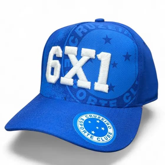 Boné Cruzeiro 6x1 Bordado Alto Relevo Premium Aba Curva Ajustável Unissex