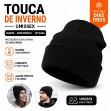 Touca Preta de Inverno Unissex Gorro Adulto Quente 1 3 ou 5 Unidades