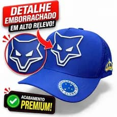 Boné Cruzeiro Cabuloso Trucker Azul Bordado Lateral Aba Curva Ajustável Premium