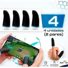 Kit 4 Luva de Dedo Gamer Anti-Suor para Celular – Dedal Touch Alta Sensibilidade (Free Fire / PUBG / Call of Duty)