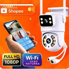 Wi-Fi Smart Camera Câmera de Segurança Full HD 1080P Wi-Fi Visão Noturna Antena Dupla Branca