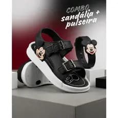 Sandalia papete infantil ajustavel kit com pulseira de personagem baby juvenil menino e menina
