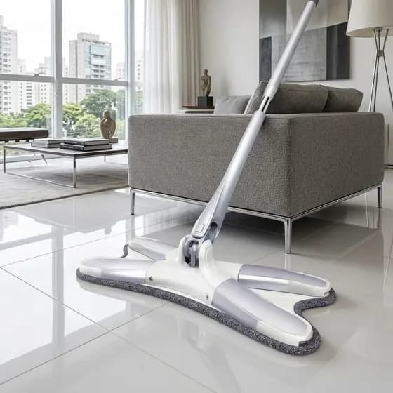 Esfregão Mop Giratório X-Mop Rodo Magico Limpa Vidros Teto Piso Cabo Aço Inox Com Sistema De Torção Prático
