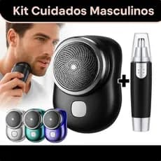 Kit Mini Barbeador Elétrico Portátil – À Prova d'Água, Tipo-C, Aparador de Barba de Bolso