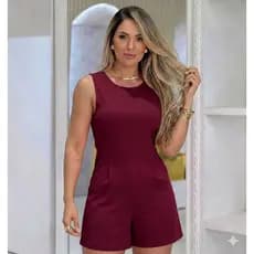 Macaquinho Feminino na malha canelada, Curto Elegante Moda Verão Gringa Balada Paty