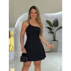Vestido Feminino Curto Um Ombro Só – Elegância Moderna com Caimento Perfeito