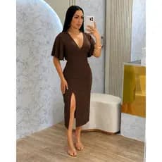 Vestido Feminino Midi Canelado – Elegância que Valoriza Suas Curvas