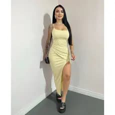 Vestido Feminino Midi Assimétrico Rosa com Fenda Lateral e Drapeado – Elegância e Sensualidade na Medida Certa Balada
