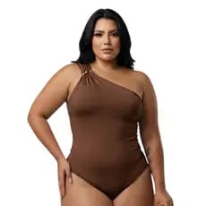 Body Um Ombro Só Feminino Plus Size Suplex Com Forro Pode Usar Como Maiô Zero Transparência Engana Mamãe Elegante