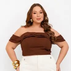 CROPPED FEMININO PLUS SIZE OMBRO A OMBRO MALHA SCUBA GROSSA MODELA O CORPO G1 G2 G3 MODA PLUS SIZE  TOMARA QUE CAIA PLUS