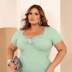Body Plus Size com Bojo Poliamida Premium Forro Duplo Elegante Modelador bory feminino G1 G2 G3 Moda Plus Size