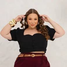 CROPPED PLUS SIZE FEMININO COM MANGA CROPED TAMANHO GRANDE CROPPED PLUS SIZE BLOGUEIRA BLUSA CROPPED TENDENCIA PLUS SIZE