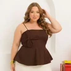 BLUSA PLUS SIZE FEMININA PEPLUM EM MALHA SCUBA GROSSA QUE NAO MARCA O CORPO MODELAGEM QUE VALORIZA A CINTURA G1 G2