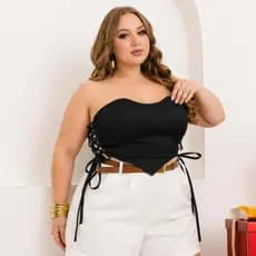 CROPPED CORSET PLUS SIZE FEMININO ESTRUTURADO E FIRME G1 G2 G3 TOMARA Q CAIA PLUS BLUSA PLUS  CROPPED FEMININO PLUS SIZE