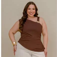Blusa Plus Size Assimétrica  Feminina Moda Casual Chic G1 G2 MODA PLUS SIZE TENDENCIA TAMANHO GRANDE FIVELA ELEGANTE