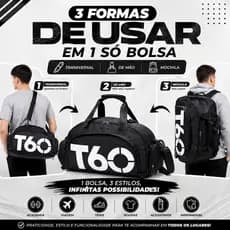 Bolsa Academia Preta Multifuncional Transversal Viagem Mala Bordo T6