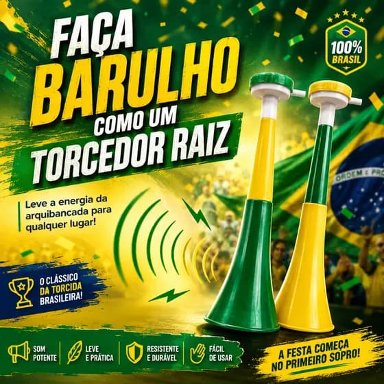 Corneta Brasil Copa do Mundo Vuvuzela Barulhenta Torcedor acessórios