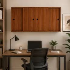 Armário Suspenso Escritório 116cm 4 Portas de Correr Arquiveiro Minimalista Ambiente Comercial com Portas Deslizantes