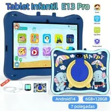 Tablet infantil E13PRO, 7.0 polegadas, 6GB + 128gb de memória android  jogo de aprendizagem tablet para pais e filho