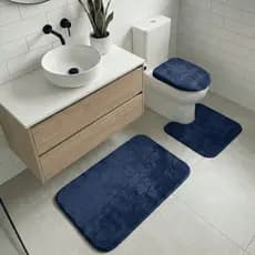 Jogo De Tapetes Para Banheiro Algodão Pelúcia Macio Antiderrapante Banho Macio Absorvente Kit