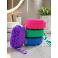 Bucha Esponja de Silicone para Banho Porta Sabonete Escova Massageadora Corpo Costas Face Dispenser