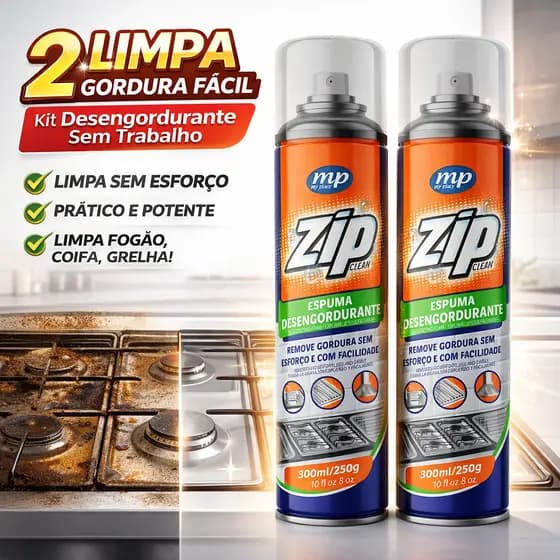 Kit 2 Espuma Desengordurante Zip 300Ml Limpeza Pesada Fogão Forno Air Fryer Coifa Microondas Barato