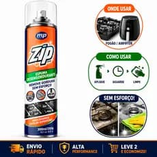 Desengordurante Spray Zip Clean 300ml Removedor de Gordura Pesada Fogão Airfryer Grelha Forno