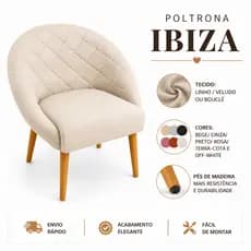 Cadeira Poltrona Ibiza Luxo Elegante Madeira Sala Quarto Recepção Confortável Moderna Premium
