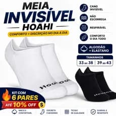 Kit 3/6/9 Meia Hoahi Invisivel Cano Baixo Algodao Antiderrapante Masculina Feminina Macia Curta