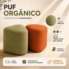 Kit 02 Puff Orgânico Geométrico Decorativo Boucle Sala Estar Design Moderno Luxo Elegante Puf Pufe