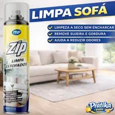 Limpa Estofados Zip Clean 300ml Espuma Spray Seco Sofá Banco Carro Remove Manchas Limpeza Profunda