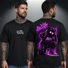 Camiseta Masculina Streetwear Coleção 2026 Estampado Urso Bear 100% Algodão Premium