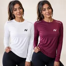 Kit 2 Camisas Femininas Dry Fit Manga Longa Academia Corrida Yoga Ciclismo Proteção Solar