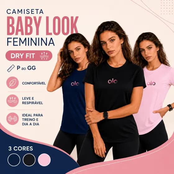 Kit 3 Camisetas Esportiva Feminina Blusa Dry Fit Academia Crossfit Corrida Treino Confortável Anti Suor