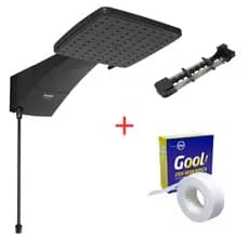 CHUVEIRO DUCHA QUADRATTA BLACK ELETRÔNICO PREMIUM 127V 5500W + VEDA ROSCA ZAGONEL