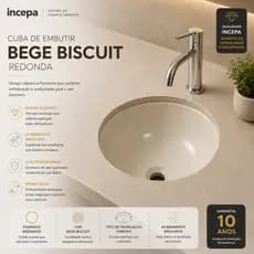 CUBA PIA DE EMBUTIR REDONDA 36,5CM BISCUIT INCEPA PREMIUM 10129