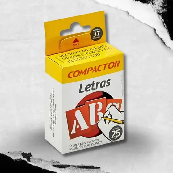 Letras Números Compactor Normógrafos 25mm 37 Peças Stencil