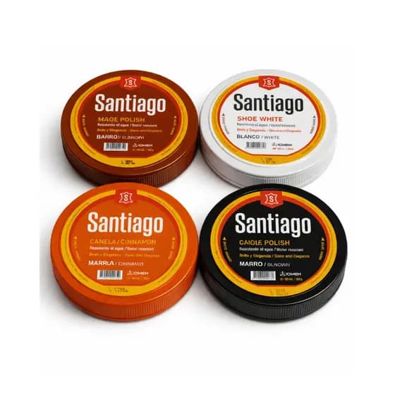 Graxas  Santiago Original | Para Couro Brilho Intenso Impermeável | PRETO BRANCO MARROM CANELA