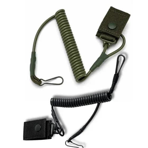 Fiel Retrátil cordão Tático em espiral Retrátil Preto e Verde