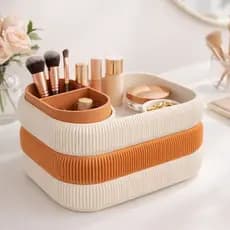 Organizador de Maquiagem Modular 3 Camadas Luxo Canelado